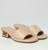 2023 Summer Fashion F-Baguette Wide-Band Sandals Shoes Nappa Leather Naken Black White Slides Sculptural Heels Lady Sandalias Elegant Walking Slip On Slippers