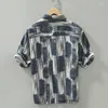 Camicie casual maschile per uomini 2023 estate coreano con stampa retrò camicia corta camicia da viaggio giovane top sciolti camisa mascolina