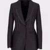 レディーススーツブレザースーツタイドブランド高品質のレトロファッションデザイナーシリーズスーツジャケットシングルボタンスリムプラスサイズの女性用服
