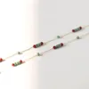 Cadenas IMITACIÓN Patrón turquesa de vidrio Collar de acero inoxidable Cabina para niñas Novia de regalo en accesorios Joyería de diseñador