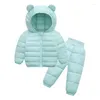 Clothing Sets Autumn Winter Children Set Baby Boys Girls Cotton Hooded Down Jacket Pants 2Pcs For Kids Snowsuit Warm Costume 0-5T