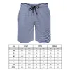 Shorts masculinos azul marinho e branco ginástica padrão de listras de verão