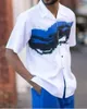 Men's Tracksuits Summer Fashion Top Pants 2 Piece Shirt Harajuku Retro Vertical And Horizontal Stripes Tops