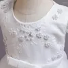 Girl Dresses 1 Year Born Christening Princess Vestidos Birthday Party Children Baptism Baby Girls Clothes Summer Beading Bow White