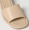 2023 Summer Fashion F-Baguette Wide-Band Sandals Shoes Nappa Leather Naken Black White Slides Sculptural Heels Lady Sandalias Elegant Walking Slip On Slippers