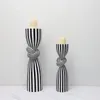 Candle Holders Simple Black And White Striped Kink Candlestick Resin Ornaments Living Room Dining Table Decorations Decoration