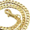 Hundebekleidung Kette Leine 18k Gold Metall mit gepolstertem Griff stark Anti -Biss -Haustier -Wanderausbildung für große Hunde 230814