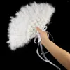 Decorative Figurines Fan Folding Hand Handheld Embroidered Fans Lace Retro Chinese Wedding Dancing Accessories Flapper Feathered Bride Women
