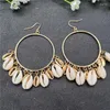 Bengelen oorbellen dhqh mode goud kleur metalen shell earring voor vrouwen cirkel statement overdreven Tassel Brincos 2023 strandjuwelen