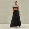 Werkjurken Musuos Dames Summer Outifts Streetwear Solid Tie-up Sling Backless Crop Tops Elastische taille A-lijn rok Set Casual Vacation