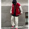 Schwarz Red Oversize Varsity Jacket Vintage Men r Brief Stickbaseball Bomberschichten Frauen Hip Hop Streetwear Lederhülle HKD230815