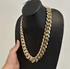 Hip Hop Jewelry Men Rapper Chain 20mm 22 "500G Tjock 14K Gold Plating 999 Silver Cuban Chain