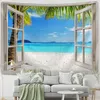 Tapestries Fenster Woods View Tapissery Wall Hanging Decke Hippie Style Wohnzimmer Dekor R230815