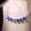 Chains FS 3 4 Natural Sapphire Necklace S925 Pure Silver Fashion Fine Wedding Jewelry For Women MeiBaPJ