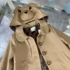 designer baby coats Kids jacket fashion Khaki windbreaker Size 100-160 CM Doll animal head hat decoration Child Outwear July26