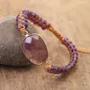 Charm Bracelets Natural Stone String Beads Braided Bracelet & Bangle Women Men Handmade Yoga Jewelry Bohemia Quartz Warp BOHO