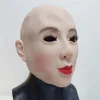 Party Masks Bald Beautiful Female Mask Realistic Woman Full Head Human Face Latex Masquerade Theater Halloween Cos Tricky Props 230814