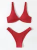 Women's Swimwear Solid Tie Sexy Bikini Padded Bra High Leg Bandage Push Up Set Brazilian Swimsuit Women