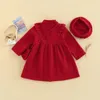 Girl s Dresses FOCUSNORM 3 7Y Christmas Kids Girls Princess Dress Coats 3pcs Ruffles Long Seeve Single Breasted Wool Jacket Hat Shoulder Bag 230814