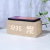 Desk Table Clocks Digital Clock Wooden Alarm Wireless Charging for Bedroom LED Display Thermometer Humidity 230815