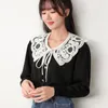 Bow Ties Fashion Women White Lace Fake Collar Shawl For Shirt Blouse Detachable Girls Floral Bowknots Necklace Lapel False