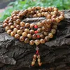 Strand 108 Natural Flower Bodhi Root Tiger Mönster Buddha Bead Armband 54 Halsband Fredshalsband för män och kvinnor