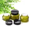 15 30 50ML Green Color Refillable Glass Cosmetic Jars Post Bottles for Face Cream, Lip Blam, Makeup Cream Facial Mask Lotion Container Cfbqx