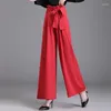 Kadın Pantolon Yaz Şifon Geniş Bacak Pantolon Kadın Dipler Kore Moda Basic 2023 Vintage Street Giyim Klasik