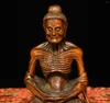 Dekorativa figurer Kinesiska buddhism Boxwood Wood Carving Skinny Arhat Ascetic Monk Buddha Statue