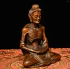 Dekorativa figurer Kinesiska buddhism Boxwood Wood Carving Skinny Arhat Ascetic Monk Buddha Statue