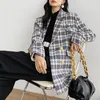 Damenanzüge Blazer Korean Fashion Plaid Tweed Frauen Herbst Vintage Doppelbrust gesteppte Baumwollanzug Jacke Elegant Lady Chic Coat 230815