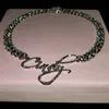 Подвесные ожерелья настраиваемые слова из нержавеющей стали Название Ожерелье 12см Кубинская цепь Майами Линк для мужчин Женщины хип -хоп украшения 230814
