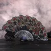 Decorative Figurines Retro Folding Flower Printing Hand Held Fan Art Decor Wedding & Party Cosplay Chinese Portable Home Decoration