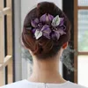 Wedding Hair Jewelry Fashion Elegant Weaving Copper Wire Flower Hairpin Hair Accessories for Women Back Brain Spoon Acrylic Swallowtail Clip Headwear 230815