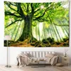 Gobelin Green Nature Forest Tobestry Wiszący Tree Tree Landscape salon sypialnia Hippie Artist House Dekor R230815