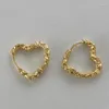 Hoop Earrings Trendy Silver Gold Color Heart Love Irregular Rough For Women Girl Gift Fashion Jewelry Dropship Wholesale