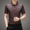 Men's Casual Shirts Korean Fashion Ice Silk Shirt Short Sleeved 2023 Summer Breathable Loose Elasticity Trend Clothing Camisas Y Blusas