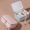 Jewelry Pouches Mini Organizer Display Travel Zipper Case Boxes Earrings Necklace Ring Portable Box Leather Storage Gift
