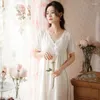 Dames slaapkleding witte nachtdress pyjama's katoenen korte mouw losse lace lapwork vrouw jurken solide 2023 zomer zoete prinses vrouwtjes