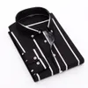 Mens Casual Shirts High Quality Men Slim Fit Shirt Contrast Long Sleeve Business Dress French Cufflinks Male Striped H134 230815