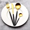 Dijkartikelen Sets Youzi 4pcs bestek Set niet-slip gladde rand comfortabele grip 304 roestvrijstalen vork ideaal voor thuisrestaurant