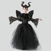 Girl S Dresses Girls Halloween Evil Dark Queen Costume Deluxe Black Swan Kids Abito da ballo Abiti per bambini vestiti da cosplay 230814