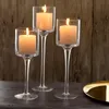 Claro de vidro de vidro transparente Cristal de vidro de vidro Treinight flutuante portadores de vela de 3 tamanho de tamanho de mesa para decoração de casa de casamento qwadv