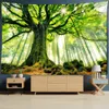 Gobelin Green Nature Forest Tobestry Wiszący Tree Tree Landscape salon sypialnia Hippie Artist House Dekor R230815