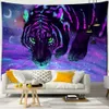 Tapisserier Ferocious Tiger Tapestry Wall Hanging Hippie Tapiz Style Art Dormitory Wall Bakgrund Decor Tyg R230812