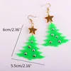 Brincos dangle KuGuys Christmas Trees Drop Long Drop For Women Green Plant Glitter acrílico Acessórios de moda de jóias clássicas