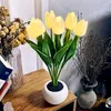 Tafellampen aanraken dimmen tulpen nachtlicht USB oplaadbare simulatie bloemlamp romantische potmosfeer decor voor cofe/cadeau/bruiloft