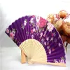 Decorative Figurines Chinese Vintage Floral Pattern Folding Fan Wedding Party Lace Silk Hand Held Flower Dance Po Prop Tool Art Craft