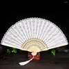 Decorative Figurines Foldable Handheld Fan Summer Essential Elegant Lace Fans Chinese Folding With Tassel Portable Bamboo For Weddings