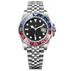 Ny herrklocka Pepsi GMT Batman Batwoman Men's Watch Clean Factory Sprite 40mm Watch Oyster Armband Silver Diamond Ceramic Bezel Black Dial With Box